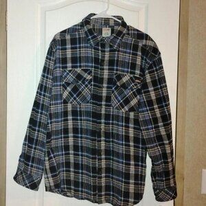 Blue Sz L men's Dickies button up flannel shirt. Heavy Duty 100% Cotton.